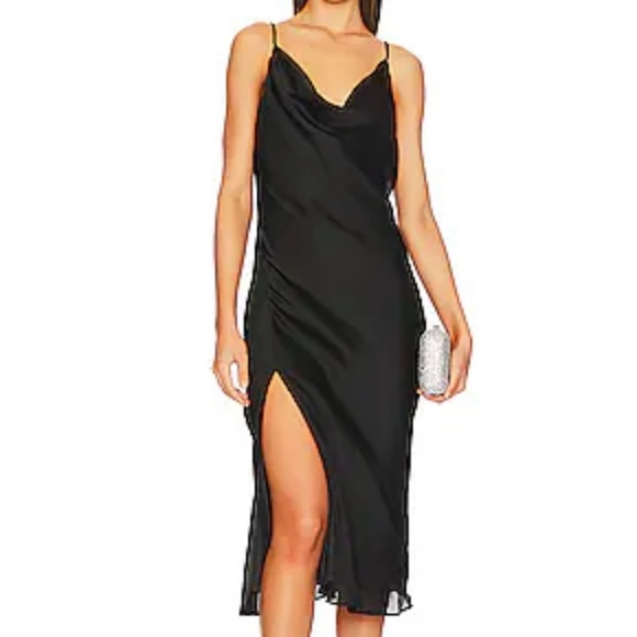 BCBGeneration Dresses & Skirts - BCBGeneration Sz XL Black Slip Dress with Ruched Slit Design • NWT!